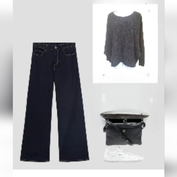 Crew Neck Top with Relaxed Fit and Soft Knit Texture Bat Sleeve Size Large - Picture 5 of 7